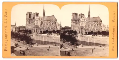 Stereo-Fotografie H. J., Paris, Ansicht Paris, La Cathédrale, vue du pont de l`Archer