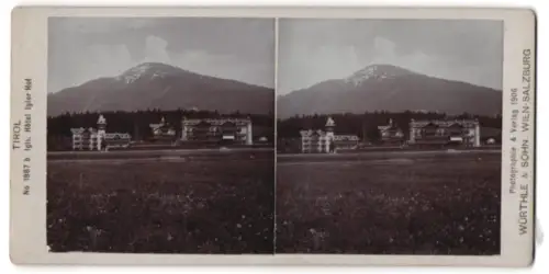 Stereo-Fotografie Würthle & Sohn, Wien, Ansicht Igls /Tirol, Grand Hotel Igler Hof mit Bergpanorama