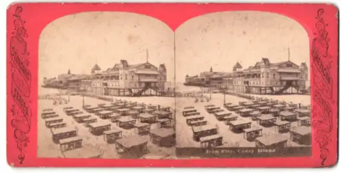 Stereo-Fotografie unbekannter Fotograf, Ansicht New York, Coney Island, Iron Pier