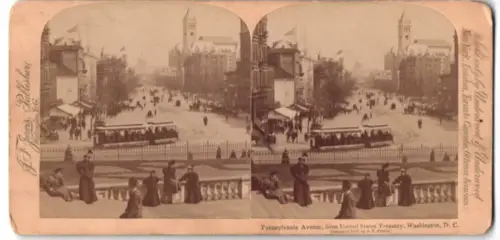 Stereo-Fotografie J. F. Jarvis, Washington D.C., Ansicht Washington D.C., Pennsylvania Avenue from U. S. Treasury