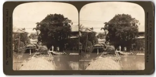 Stereo-Fotografie H. C. White Co., North Bennington /Vt., Ansicht Manila, One of the City`s Numerous Canals
