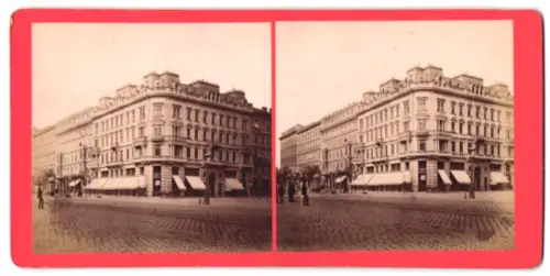 Stereo-Fotografie August Angerer, Wien, Ansicht Wien, Das Palais Dreher mit Passanten