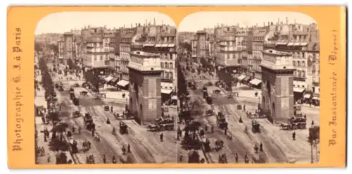 Stereo-Fotografie H. J., Paris, Ansicht Paris, Perspective de la porte Saint-Martin et de la Porte Saint-Denis