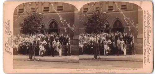 Stereo-Fotografie J. F. Jarvis, Washington D. C., Ansicht Washington D. C., Christian Endeavorers after Morning Service