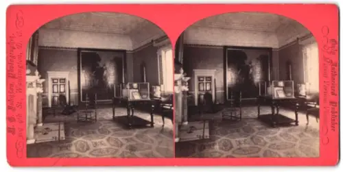Stereo-Fotografie N. G. Johnson, Washington D.C., Ansicht Mount Vernon /VA, The State Dining Room at Mt. Vernon Mansion