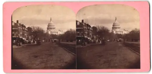 Stereo-Fotografie Bell & Bro., Washington D.C., Ansicht Washington D.C., Pennsylvania Avenue and U. S. Capitol