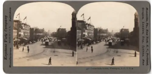Stereo-Fotografie Keystone View Company, New York, Ansicht Washington D.C., Pennsylvania Avenue
