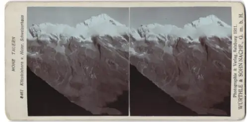Stereo-Fotografie Würthle & Sohn Nachf., Salzburg, Ansicht Kitzsteinhorn /Hohe Tauern, Blick vom Heinrich Schweizerhaus