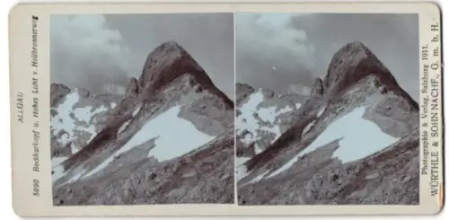 Stereo-Fotografie Würthle & Sohn, Salzburg, Ansicht Bockkarkopf /Allgäu, Blick vom Heilbronnerweg