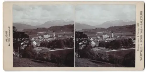 Stereo-Fotografie Würthle & Sohn, Salzburg, Ansicht Immenstadt /Allgäu, Ortspanorama mit Kirche