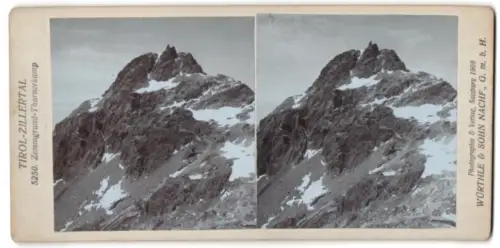 Stereo-Fotografie Würthle & Sohn, Salzburg, Ansicht Zemmgrund-Thurnerkamp, Blick auf den Gipfel