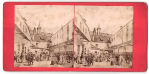 Fotografie unbekannter Fotograf, Ansicht München, im Hof des kgl. Hofbräuhaus, nach einem Gemälde