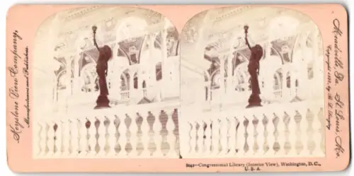 Stereo-Fotografie Keystone View Co., Meadville / PA., Ansicht Washington D.C., Interior View of Congressional Library