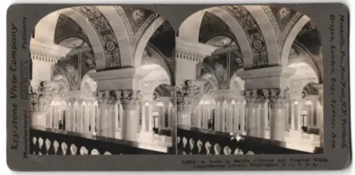 Stereo-Fotografie Keystone View Co., Meadville / PA., Ansicht Washington D.C., Interior of the Congressional Library
