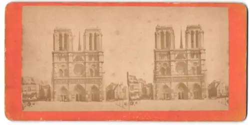 Stereo-Fotografie unbekannter Fotograf, Ansicht Paris, Frontansicht Notre Dame de Paris