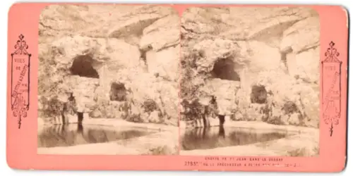 Stereo-Fotografie B.K., Paris, Ansicht Jerusalem, Grotte de St. jean-dans-le-Desert