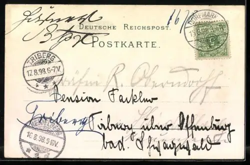 Lithographie Achterberg / Dorfmark, Ruderpartie und Insel