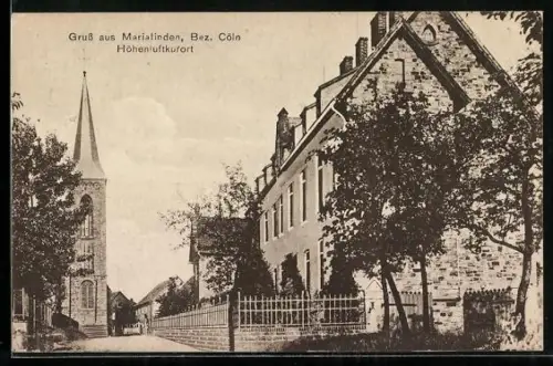 AK Marialinden / Overath, Ortspartie mit Blick zur Kirche