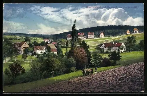 AK Oberhambach / Bergstrasse, Partie im Ort mit Pferdepflug