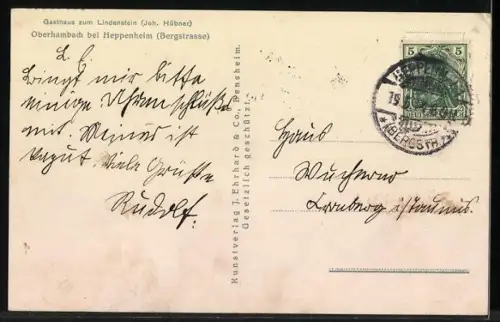 AK Oberhambach / Bergstrasse, Partie im Ort mit Pferdepflug