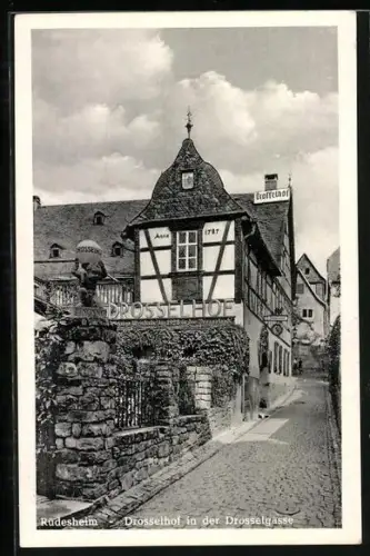 AK Rüdesheim / Rhein, Gasthaus Drosselhof in der Drosselgasse
