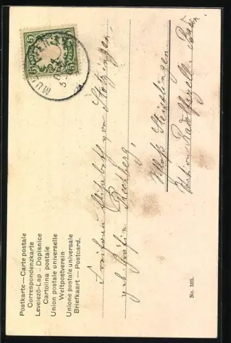 AK Liegender Hirsch auf einer Lichtung