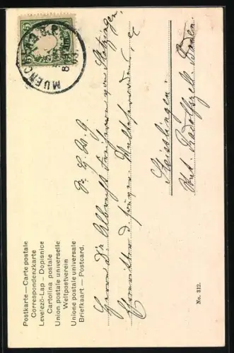 Lithographie Hirsch flieht vor dem Jagdhund