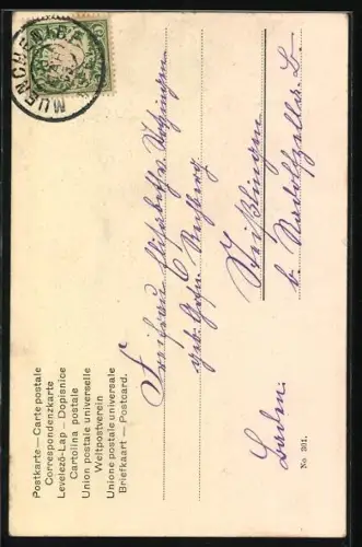 Lithographie Flüchtendes Wildschwein im Wald