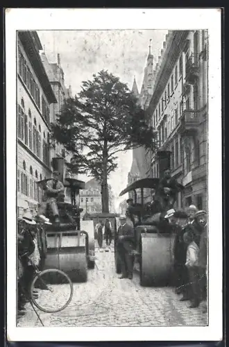 AK Frankfurt a. M., Transport des 300 jährigen Eibenbaumes