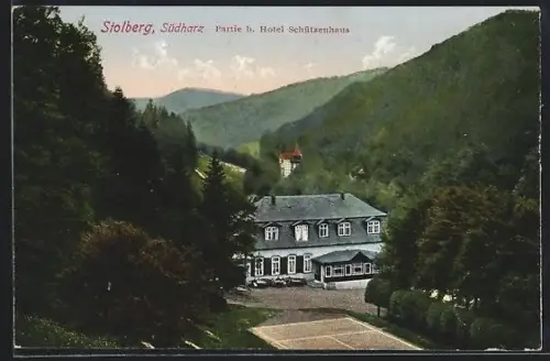 AK Stolberg / Südharz, Partie beim Hotel Schützenhaus