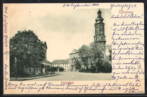 AK Weimar / Thüringen, Strassenpartie am Burgplatz