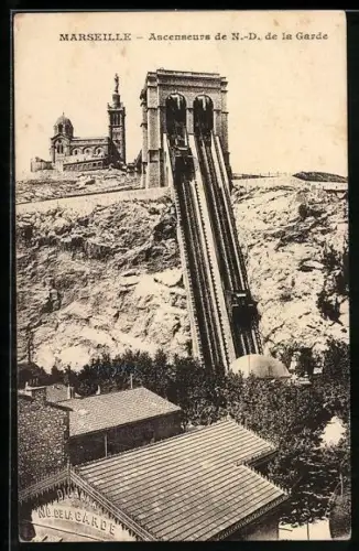 AK Marseille, Ascenseurs de N.-D. de la Garde, Bergbahn