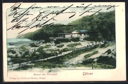 AK Göhren / Rügen, Strand mit Warmbad