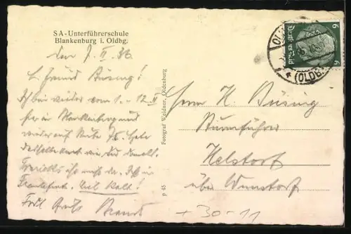AK Oldenburg / Gr., Kloster Blankenburg, ab 1933 SA-Unterführerschule