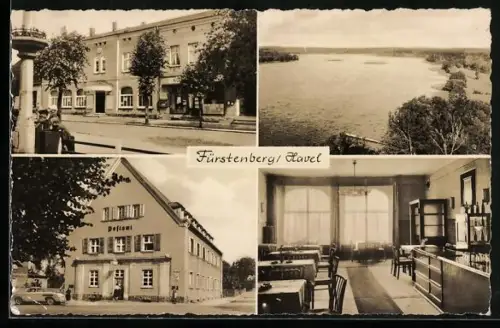 AK Fürstenberg / Havel, Postamt, Rathaus und Strassenpartie