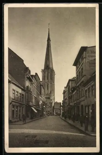 AK Wesel / Rhein, Korbmacherstrasse mit Mathena-Kirche