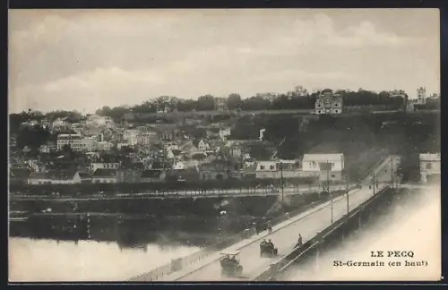 AK Le Pecq, Vue sur Saint-Germain et le pont traversant la rivière