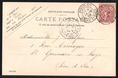 AK Poissy, Entrée de l`ancienne Abbaye des Dominicains avec tours et lierre sur les murs