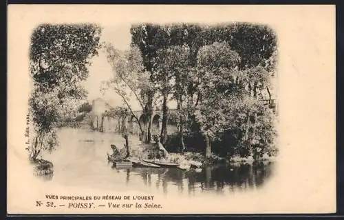 AK Poissy, Vue sur la Seine