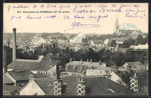 AK Rambouillet /S.-et-O., Panorama de la ville avec vue sur l`église et les toits environnants