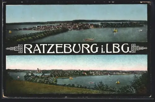 AK Ratzeburg i. Lbg., Ortsansicht, See, Segelboote