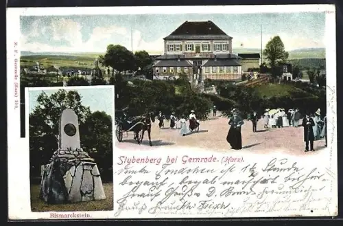 AK Gernrode /Harz, Gasthaus Stubenberg, Bismarckstein