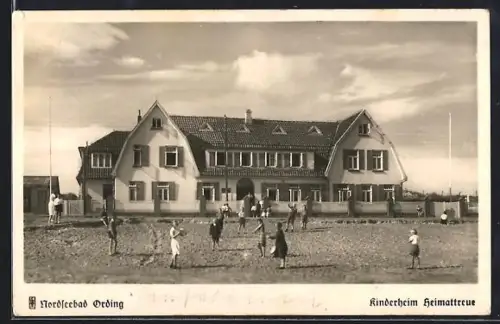 AK Ording, Pinneberger Kinderheim Heimattreue, Kinder beim Ballspiel