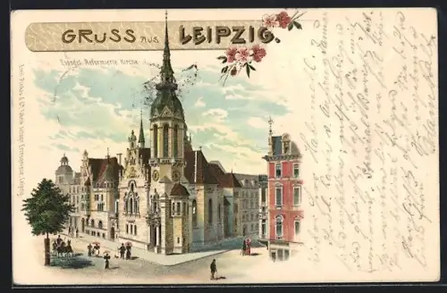 Lithographie Leipzig, Evangel. Reformierte Kirche
