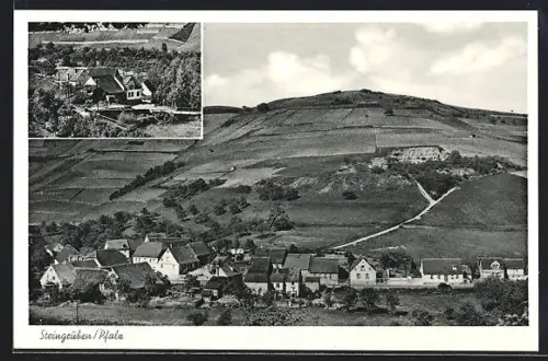 AK Steingruben /Pfalz, Ortsansicht mit Feldern, Gebäudeensemble