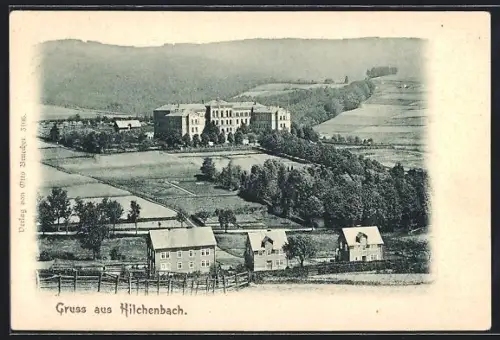 AK Hilchenbach, Teilansicht mit grossem Gebäude und Umgebung