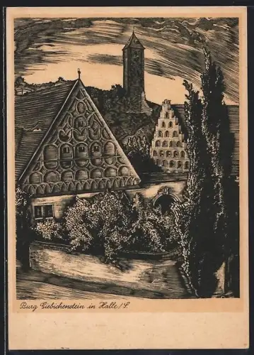 Künstler-AK Halle /Saale, Burg Giebichenstein
