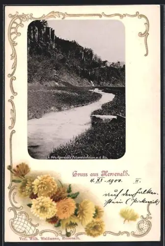 AK Herrenalb, Falkensteinfelsen m. d. Alb