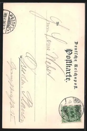 Lithographie Wernigerode, Rathaus mit Brunnen