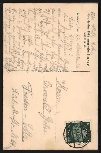 AK Eisenach, Eisenbahn-Erholungsheim im Wald